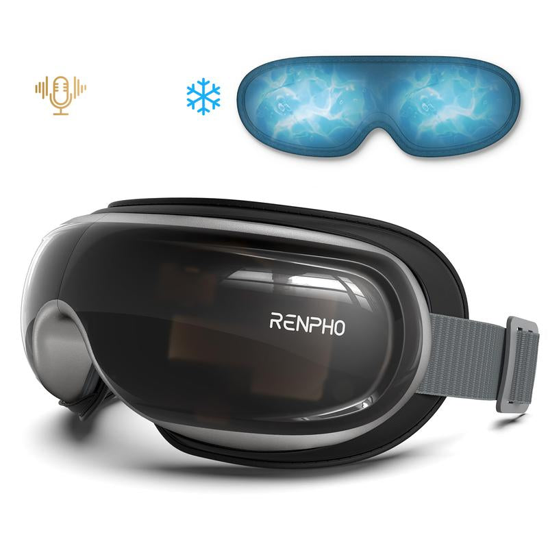 RENPHO Eyeris 3 Eye Massager - Voice-Controlled Portable Eye Mask with Heat & Cooling for Migraine Relief - Perfect Father's Day Gift with Comfort Ice Pack