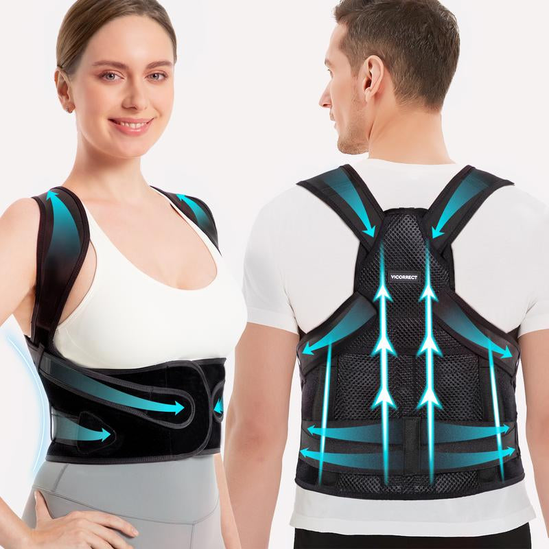 VICORRECT Pro Series Adjustable Posture Corrector & Waist Shapewear with Supportive Shoulder Straps and Back Plate