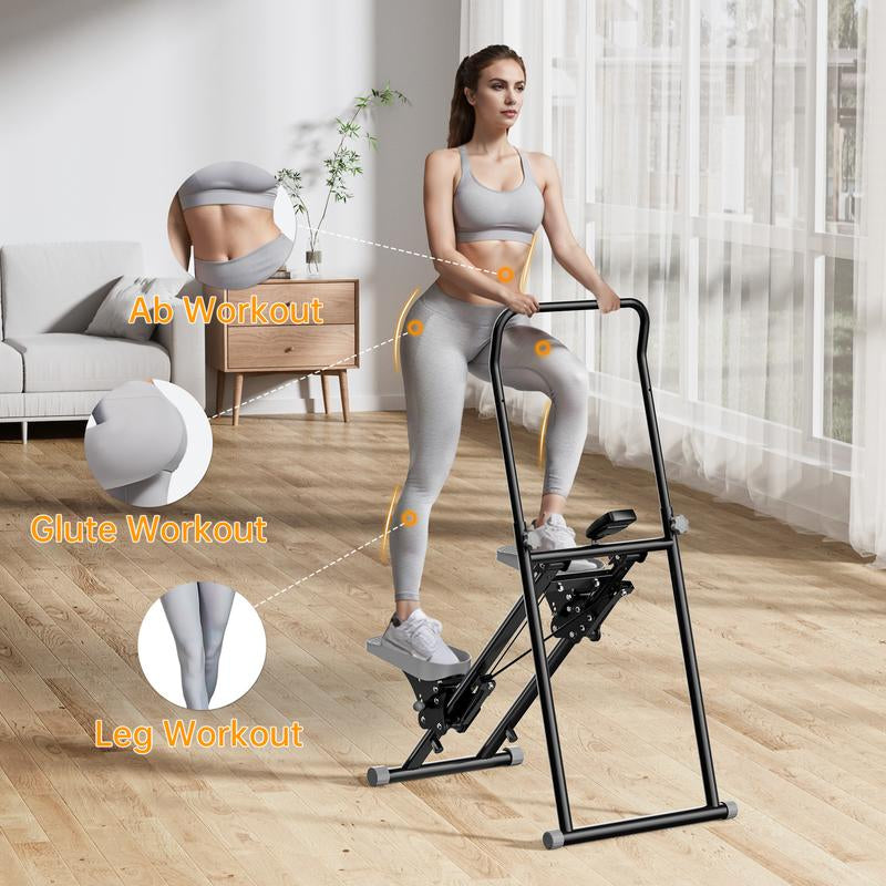 Ultimate Climber & Stepper Machine for Full Body Workouts - Adjustable Incline, 300LBS Capacity, Rope & Pulley Resistance, LCD Monitor - Perfect for Home Gym Cardio Training