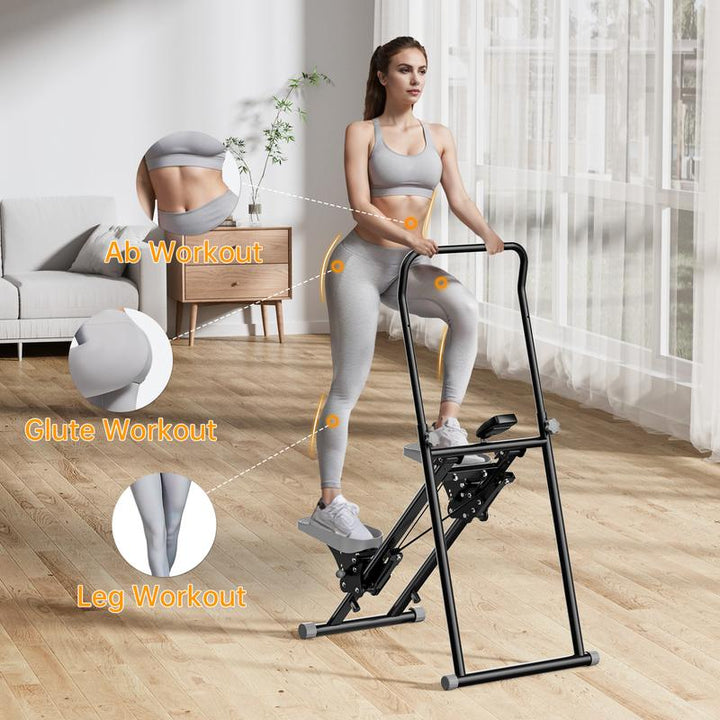 Ultimate Climber & Stepper Machine for Full Body Workouts - Adjustable Incline, 300LBS Capacity, Rope & Pulley Resistance, LCD Monitor - Perfect for Home Gym Cardio Training