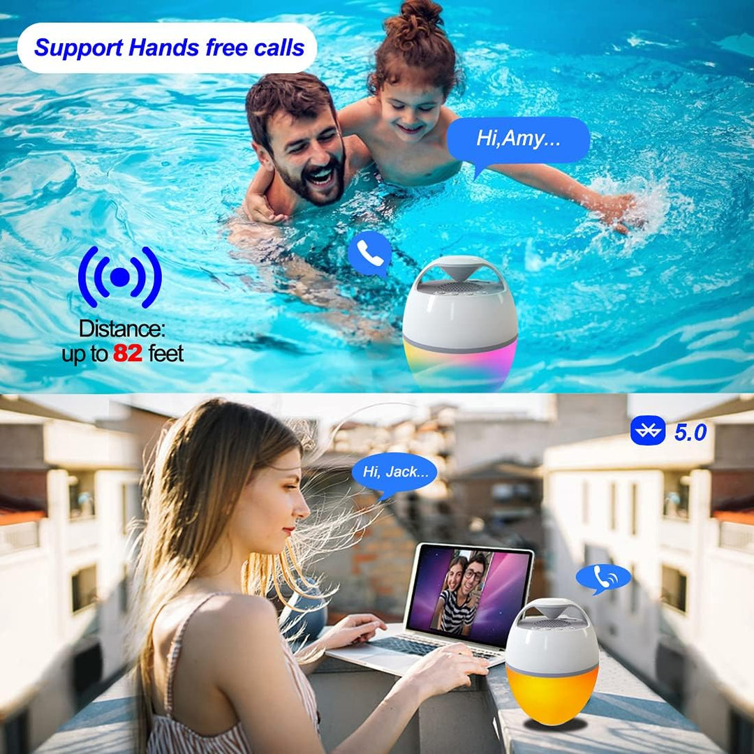 Ultimate Waterproof Floating Pool Speaker with LED Lights - Powerful Bluetooth Sound for Parties & Outdoor Fun, 82 Ft Range, Rich Bass & Built-in Mic
