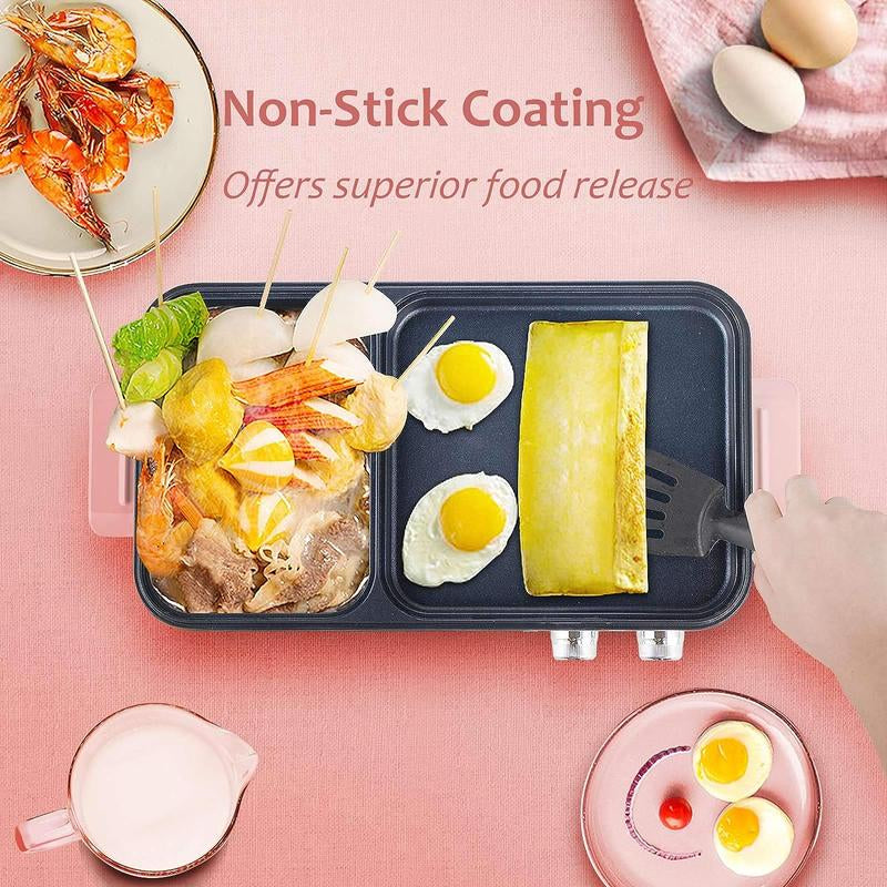 Topwit 2-in-1 Electric Hot Pot & Grill - Non-Stick Indoor Cooker for Steaks, Shabu Shabu, Noodles & Korean BBQ with Dual Temperature Control