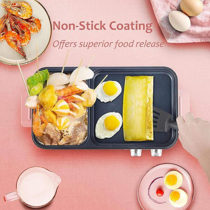 Topwit 2-in-1 Electric Hot Pot & Grill - Non-Stick Indoor Cooker for Steaks, Shabu Shabu, Noodles & Korean BBQ with Dual Temperature Control