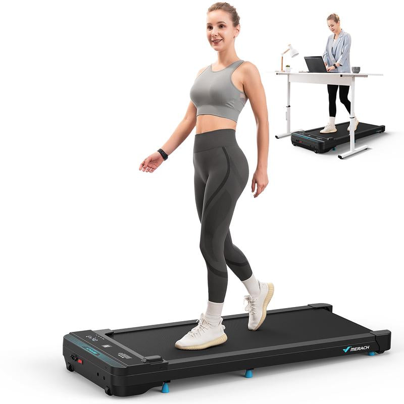 MERACH 2-in-1 Under Desk Treadmill - Low-Noise Walking Pad with Remote Control, Perfect for Walking and Jogging, 265lbs Capacity