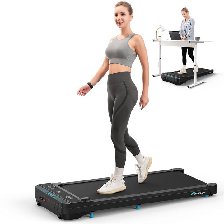 MERACH 2-in-1 Under Desk Treadmill - Low-Noise Walking Pad with Remote Control, Perfect for Walking and Jogging, 265lbs Capacity