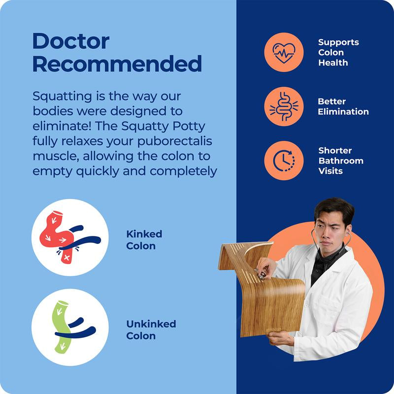 Squatty Potty Slim Teak Toilet Stool - Doctor Recommended for Better Digestion and Comfort