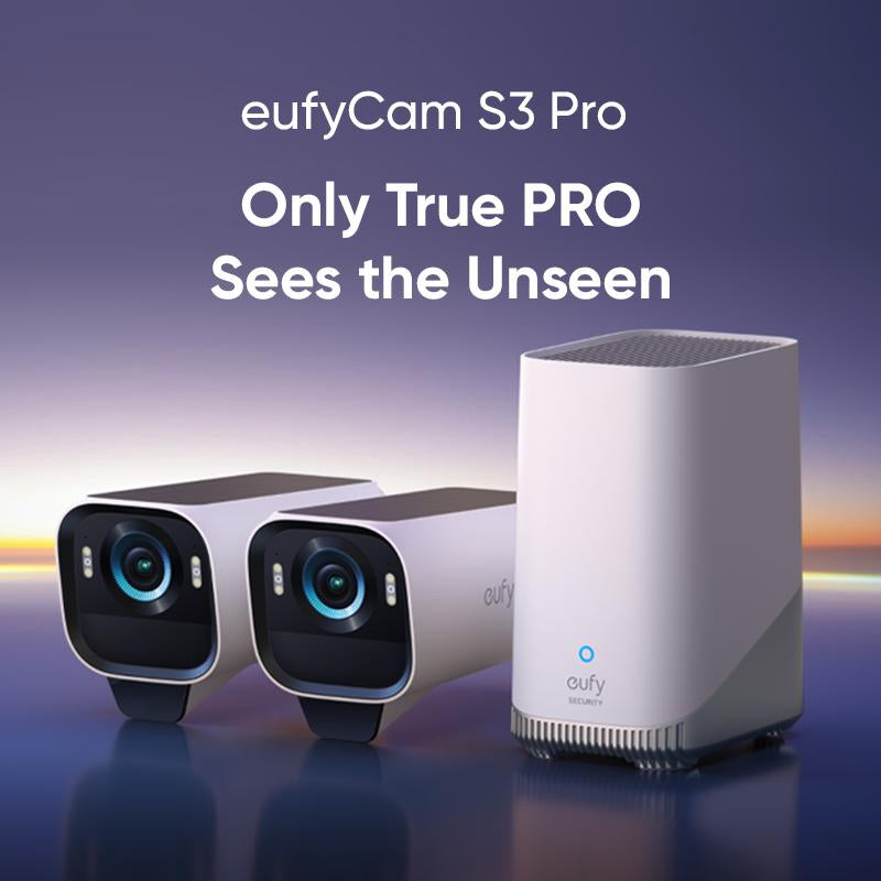 Eufycam S3 Pro 2-Cam Kit - 4K Solar-Powered Wireless Security Cameras with Maxcolor Night Vision, AI Face Recognition, and No Monthly Fees!