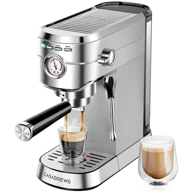 CASABREWS CM5418BC Espresso Machine - 20 Bar Pressure, Milk Frother & Compact Design for Perfect Coffee Extraction