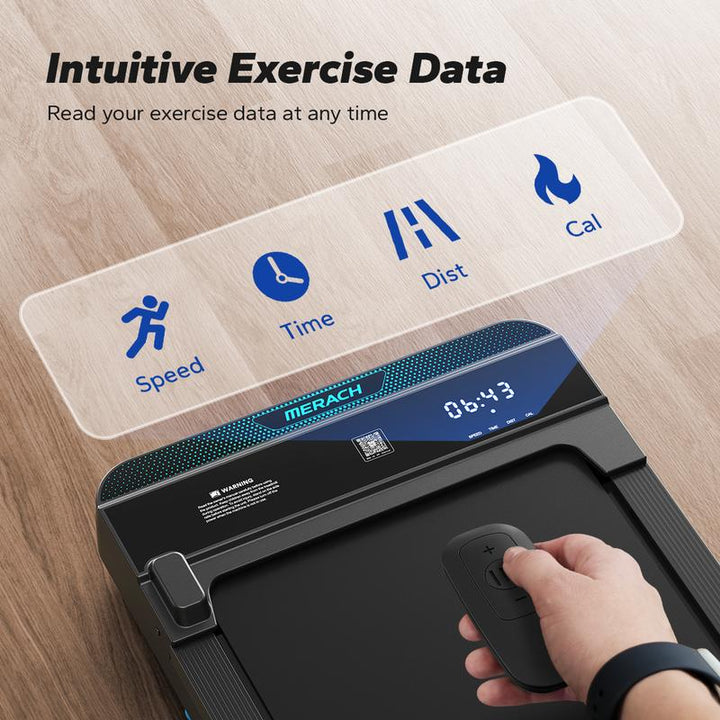 MERACH 2-in-1 Under Desk Treadmill - Low-Noise Walking Pad with Remote Control, Perfect for Walking and Jogging, 265lbs Capacity