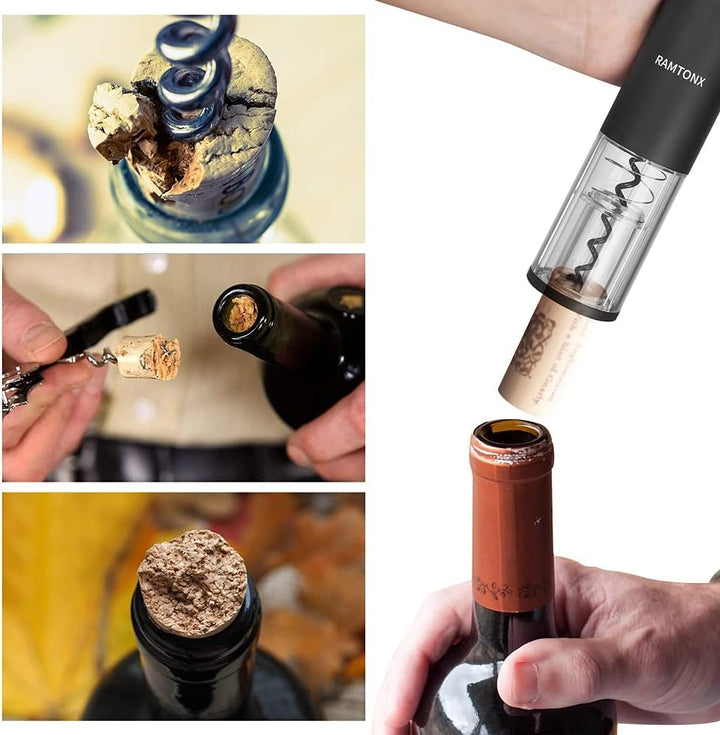 Automatic Electric Wine Bottle Opener with Foil Cutter - Perfect Gift for Wine Lovers, Waiters, and Home Entertainers - Portable and Easy to Use for Parties and Outdoor Events