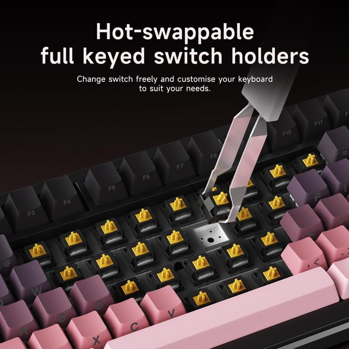 AJAZZ AK820 MAX plus Upgraded Wireless Mechanical Keyboard,Creamy Budget Keyboard, Bt5.0/2.4Ghz/Usb-C Gaming Keyboard with 5 Layers of Padding, Flexible Cut PCB, 8000Mah, FR4 Board, RGB Backlight, for Win/Mac