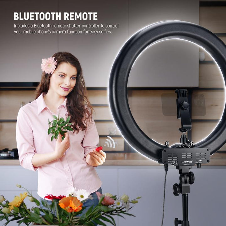 NEEWER 18" LED Ring Light Kit - Adjustable Stand, Dimmable Lighting & Phone Holder for Makeup, Vlogging, Photography & Live Streaming