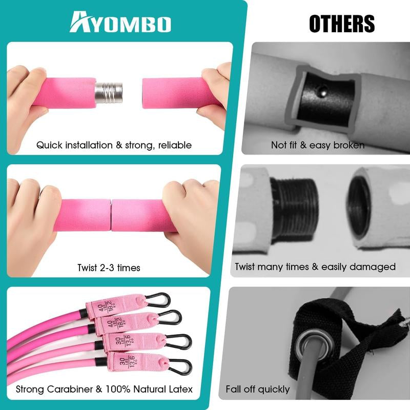 Versatile Pilates Bar Kit with Resistance Bands - Perfect Home Gym Equipment for Full-Body Workouts, Ideal Christmas Gift for Fitness Enthusiasts!