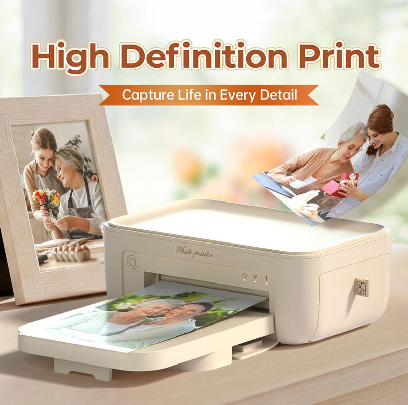 Portable 4X6 Photo Printer with 20 Sheets & 1 Ribbon - Perfect for iPhone, Android & Smartphones - Thermal Dye-Sublimation & AR Video Printing