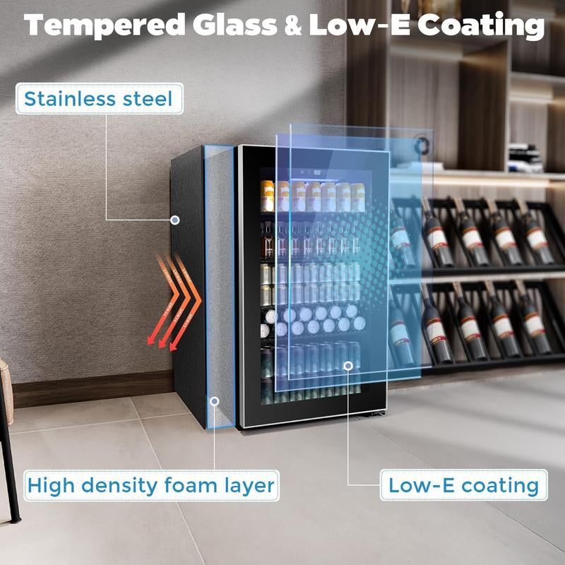 COWSAR Mini Beverage Refrigerator - 48-130 Can Capacity, Digital Display, Adjustable Temperature, Perfect for Home, Office, Garage & Game Room, 1.3-3.2 Cu.Ft