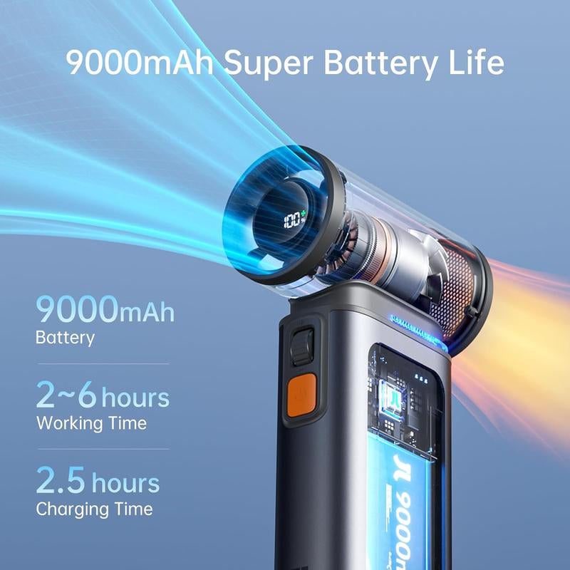 JISULIFE Portable Handheld Turbo Fan, 100 Speeds Adjustable Mini Personal Fan, 9000Mah USB Rechargeable Fan Battery Operated, LED Display
