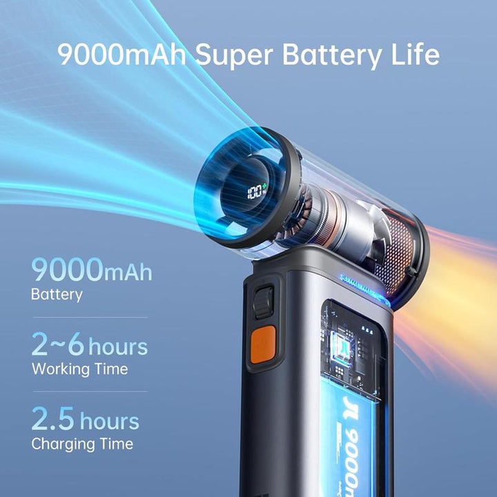 JISULIFE Portable Handheld Turbo Fan, 100 Speeds Adjustable Mini Personal Fan, 9000Mah USB Rechargeable Fan Battery Operated, LED Display