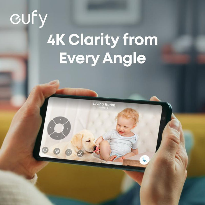 Eufy Indoor Cam E30, Latest Generation, 4K UHD Security Camera, 360 Pan-Tilt, Color Night Vision, AI Detection for Human/Pet/Audio/Crying, Human/Pet Auto Tracking, Works with Homekit｜Spingtok