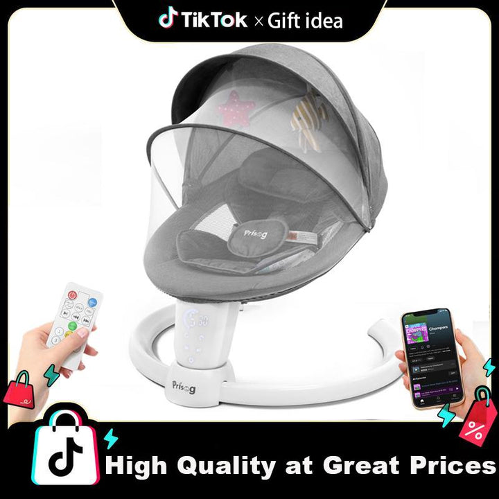 Premium Electric Baby Swing with LED Touch Panel, 5 Sway Speeds & Remote Control – Bluetooth & Music Infant Rocker Perfect for Christmas Gifts (Indoor/Outdoor)