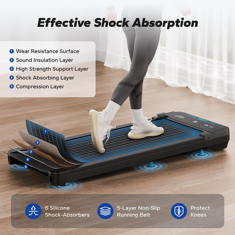 MERACH 2-in-1 Under Desk Treadmill - Low-Noise Walking Pad with Remote Control, Perfect for Walking and Jogging, 265lbs Capacity