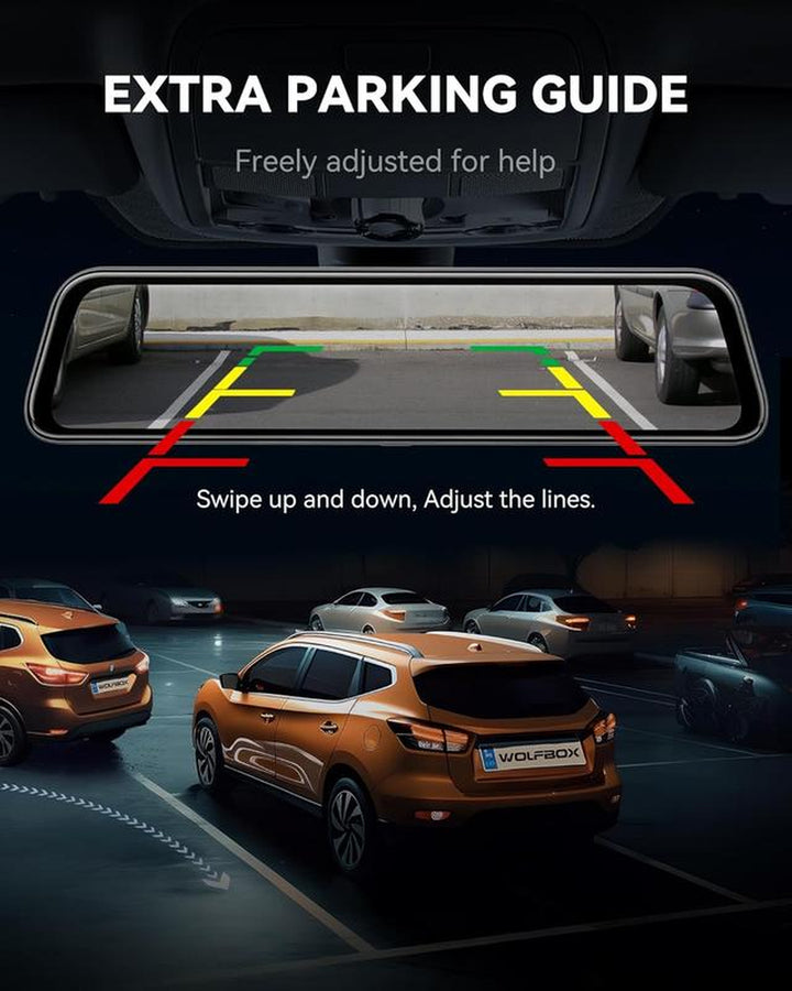 WOLFBOX G840S 12" 4K Mirror Dash Cam - Dual Cameras, Night Vision, GPS & 32GB Card - Ultimate Backup Camera for Cars & Trucks - Perfect Father's Day Gift!