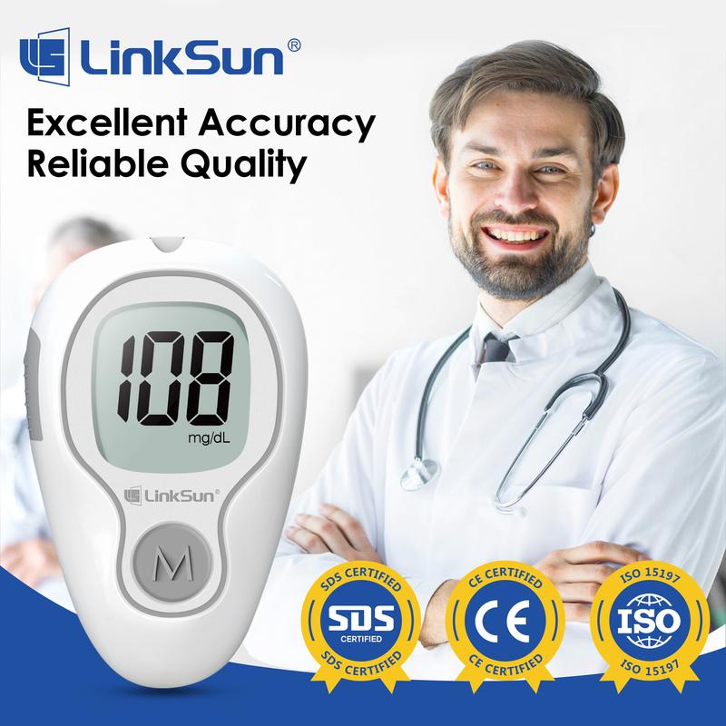 Linksun Blood Glucose Monitor Kit - Ultimate Home Testing Solution with 100 Test Strips & Lancets, 500 Memory, No Coding, Accurate Mmol/L Results