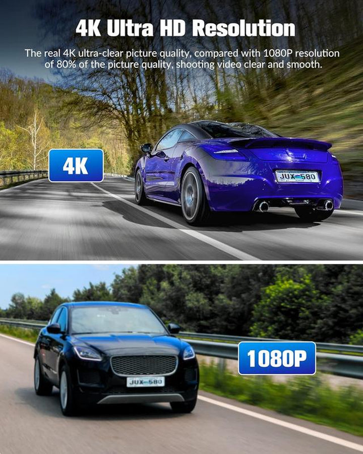 Dash Camera for Cars,4K Full UHD Car Camera Front Rear with Free 32GB SD Card,Built-In Super Night Vision,2.0'' IPS Screen,170°Wide Angle,Wdr, 24H Parking Mode, Loop Recording，Driving Recorder，Keep on Driving，Trafficcamera，Dashcam，Dash Cam Videos 4K