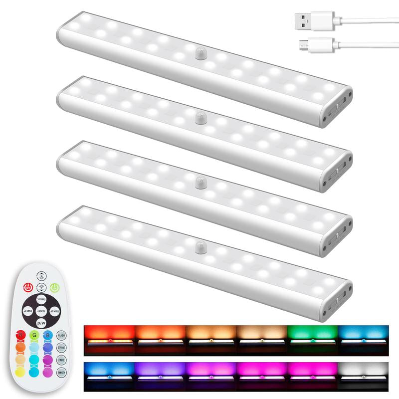 Dimmable RGB Under-Cabinet LED Lighting Strip - 48 Color-Changing Stripes with Remote for Kitchen, Pantry, and Home Decor