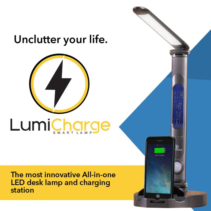 Lumi Charge 2: Versatile 6-In-1 Eye-Friendly LED Desk Lamp with Wireless Charging, Smart Features & USB Port