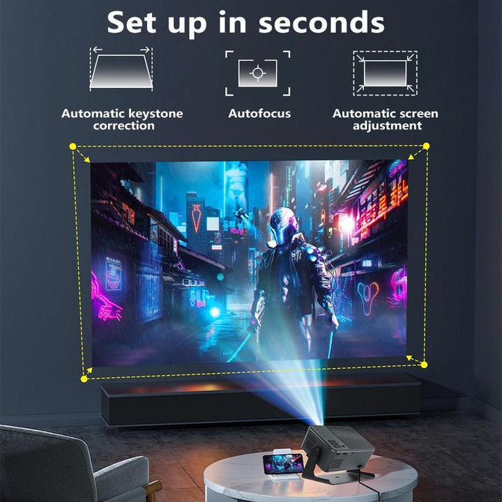 Ultimate Android 13 Smart Projector - Stunning 1080P Support, 200" Display, Auto Keystone Correction, WiFi & Bluetooth 5.0