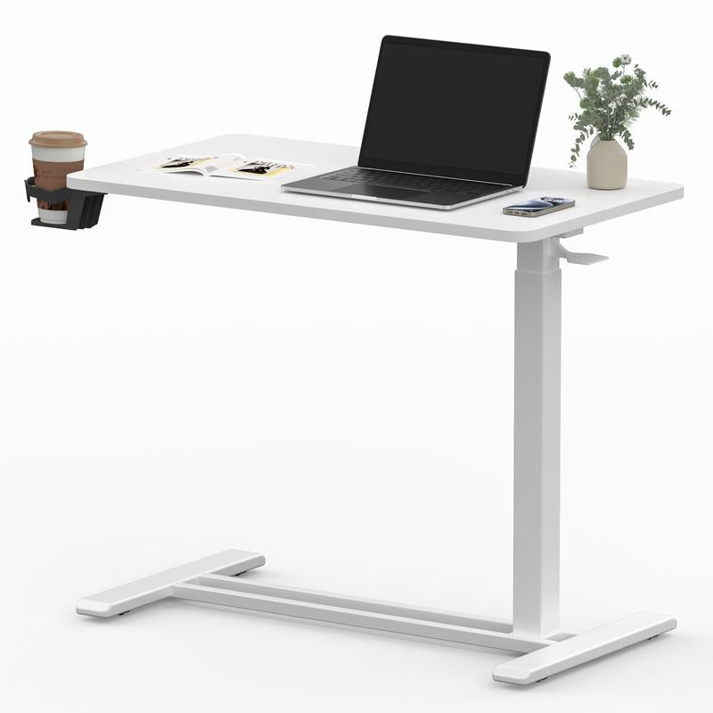 Mobile Adjustable Bedside Table - Pneumatic Rolling Laptop Desk Cart for Home & Hospital Use - Perfect Father's Day Gift!