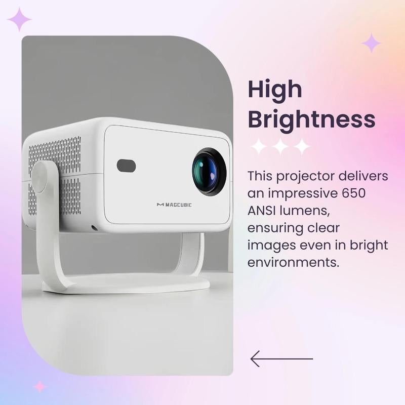 Magcubic 1080P Smart Projector with Auto Focus & Keystone Correction - Portable Home Theater & Office Projector with WiFi Connectivity