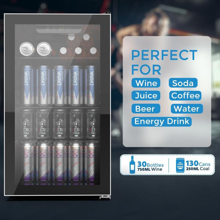 COWSAR Mini Beverage Refrigerator - 48-130 Can Capacity, Digital Display, Adjustable Temperature, Perfect for Home, Office, Garage & Game Room, 1.3-3.2 Cu.Ft