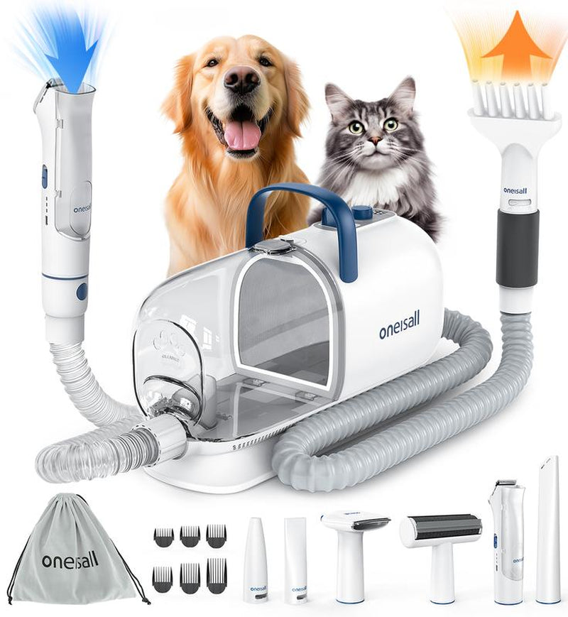 Oneisall Cozy C1 Smart Pet Grooming Kit - Vacuum Blow Dryer & Clippers for Shedding, Drying, and Trimming with 7 Heat Settings & Adjustable Air Flow