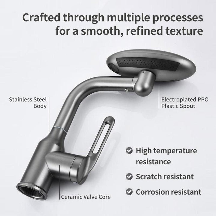 Versatile 4-Mode Splash-Proof Rotatable Stainless Steel Bathroom Faucet - Modern Waterfall Design for Stylish Home Accessories