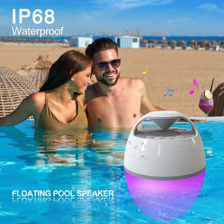 Ultimate Waterproof Floating Pool Speaker with LED Lights - Powerful Bluetooth Sound for Parties & Outdoor Fun, 82 Ft Range, Rich Bass & Built-in Mic