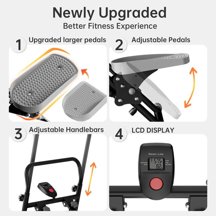 Ultimate Climber & Stepper Machine for Full Body Workouts - Adjustable Incline, 300LBS Capacity, Rope & Pulley Resistance, LCD Monitor - Perfect for Home Gym Cardio Training