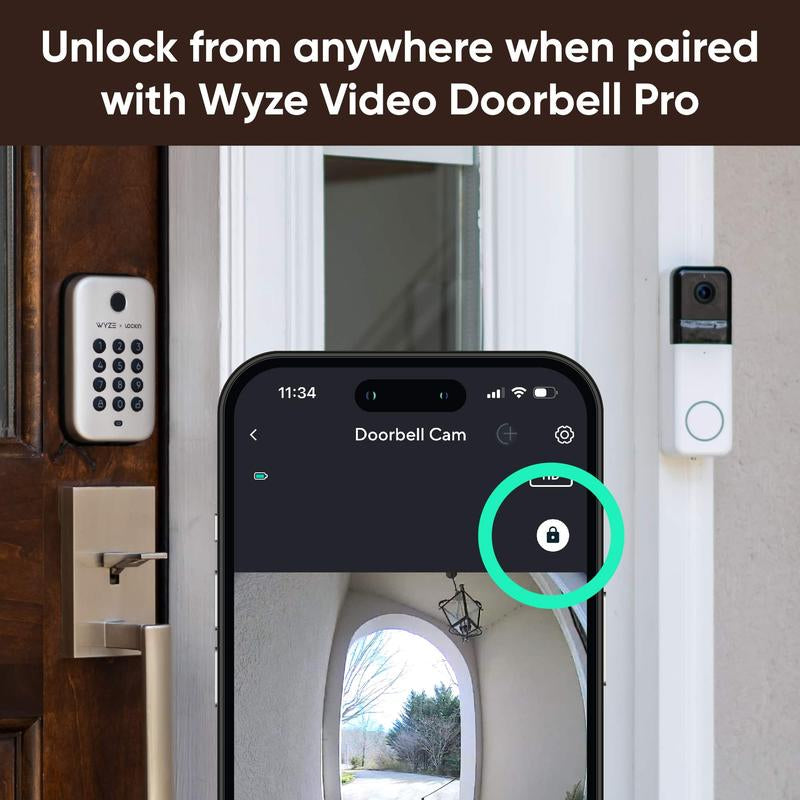Wyze Lock Bolt - Smart Fingerprint Keyless Deadbolt with Bluetooth Control, Weatherproof Auto-Lock Security Solution