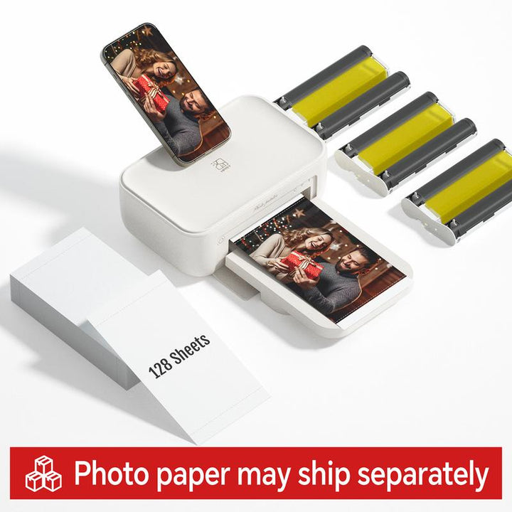 Portable 4X6 Photo Printer with 20 Sheets & 1 Ribbon - Perfect for iPhone, Android & Smartphones - Thermal Dye-Sublimation & AR Video Printing