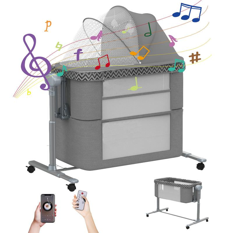 Ultimate Electric Rocking Bassinet for Baby - 4-in-1 Bedside Sleeper with Remote Control, Portable Design, 3-Speed Swings & Wheels for Easy Mobility