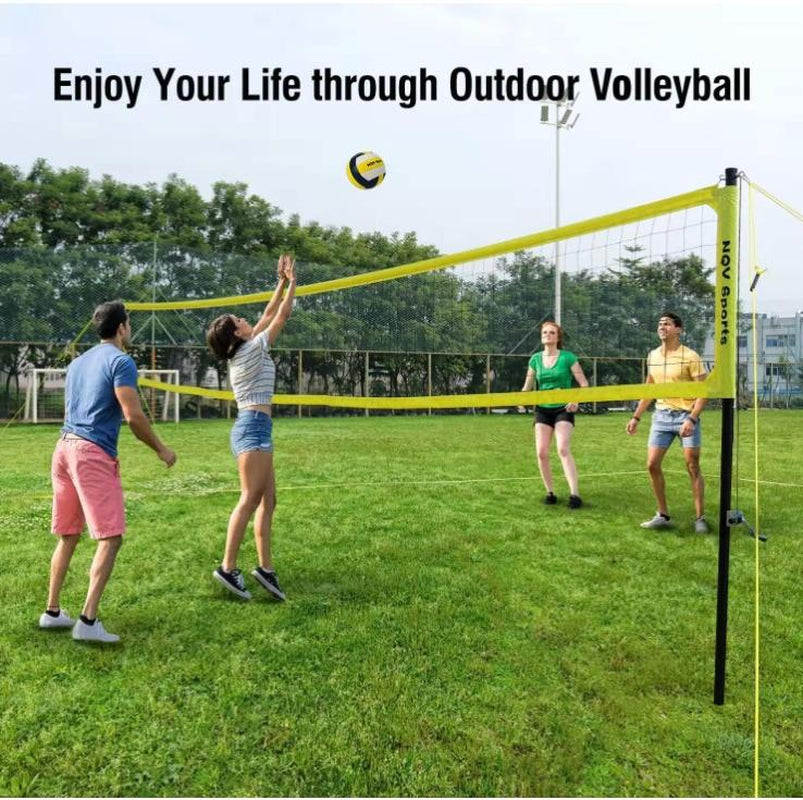 NQV Premium Heavy Duty Outdoor Volleyball Net Set - Adjustable Height Aluminum Poles, Anti-Sag System, Pump & Carrying Bag Included!