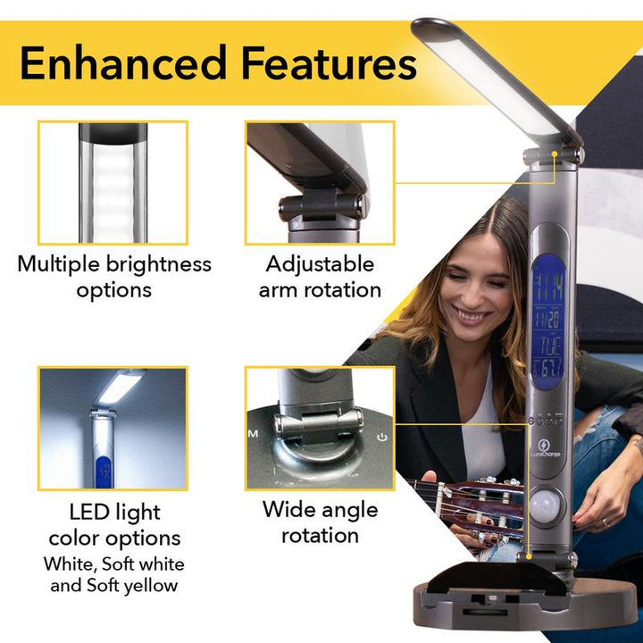 Lumi Charge 2: Versatile 6-In-1 Eye-Friendly LED Desk Lamp with Wireless Charging, Smart Features & USB Port