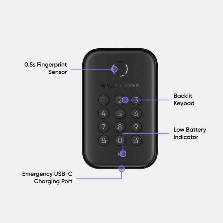Wyze Lock Bolt - Smart Fingerprint Keyless Deadbolt with Bluetooth Control, Weatherproof Auto-Lock Security Solution