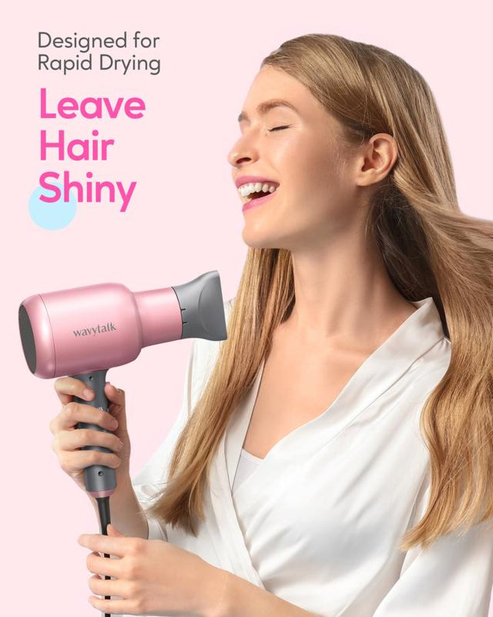 Wavytalk Ionic Hair Dryer - 1875W Quick-Dry with Ceramic Heat Protection, Lightweight & Quiet, Includes Diffuser & Styling Comb for All Hair Types