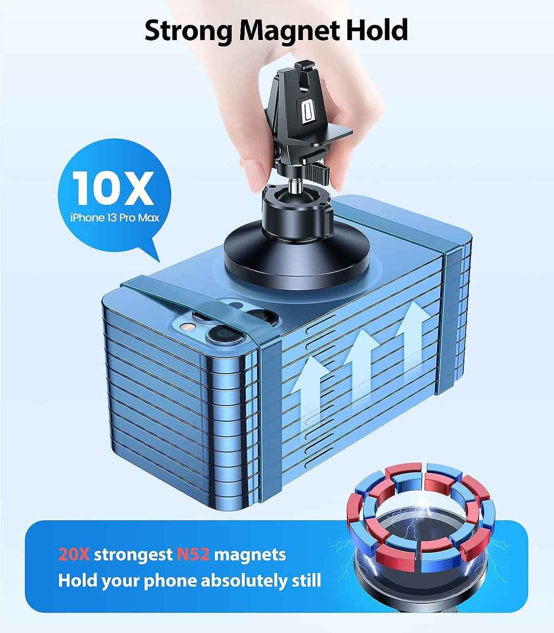 MagSafe Magnetic Car Phone Holder - Enhanced 360° Adjustable Vent Mount for iPhone 16 Pro Max, 15, 14, 13, 12, Plus & Mini