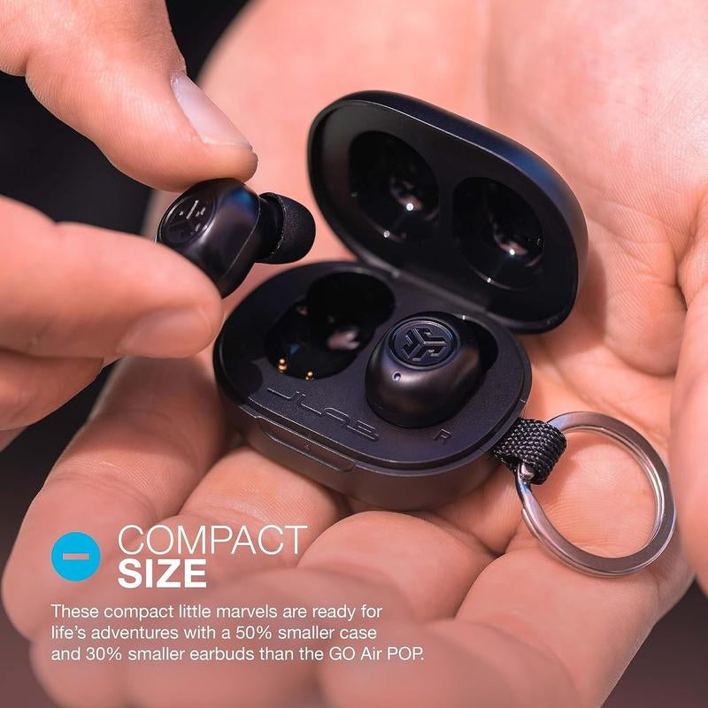 JLab JBuds Mini Earbuds - Ultra-Compact Bluetooth Earbuds with Keyring Fit, Safe Mode, and Custom EQ for Android/iPhone