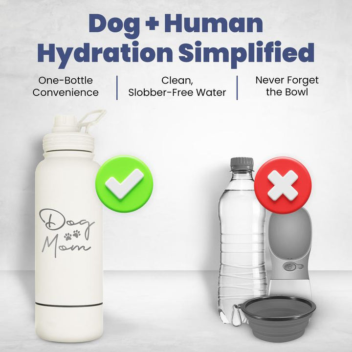 32 Oz Stainless Steel Dog Water Bottle with Detachable 8 Oz Bowl - Perfect Gift for Dog Lovers!