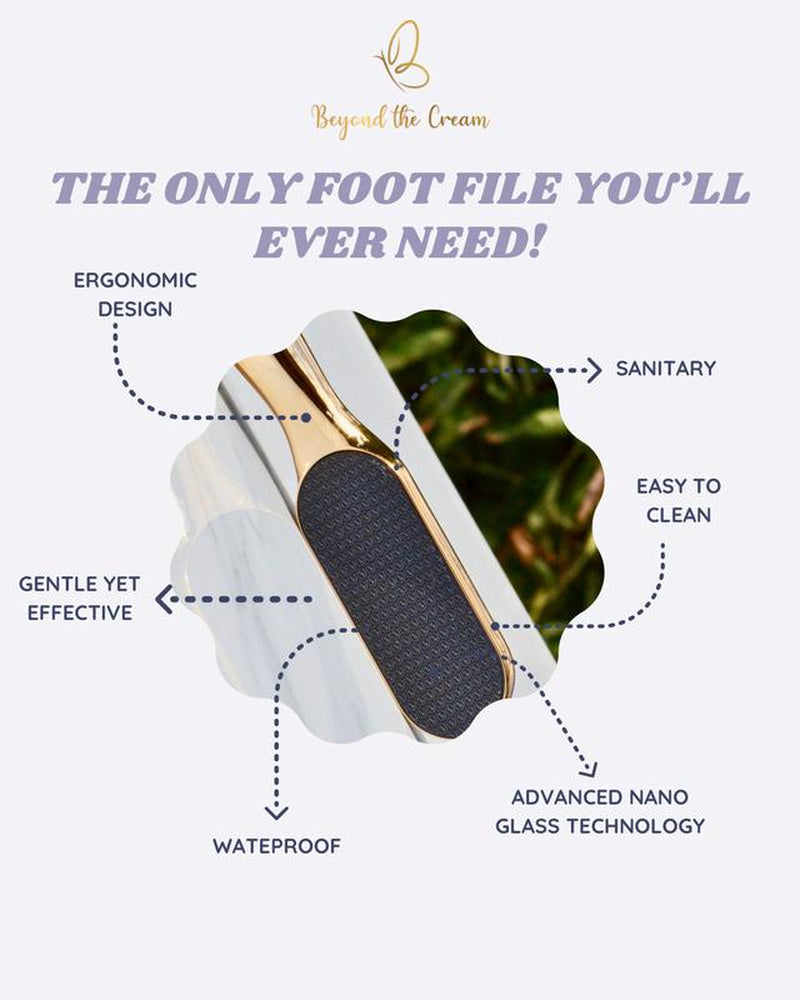 Experience Baby Soft Feet in Minutes! Beyond the Cream Foot File with Advanced Nano-Glass Technology - Ergonomic, Waterproof & Easy to Clean, Perfect Gift Packaging!