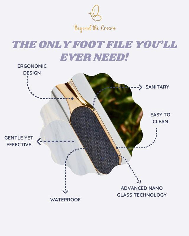 Experience Baby Soft Feet in Minutes! Beyond the Cream Foot File with Advanced Nano-Glass Technology - Ergonomic, Waterproof & Easy to Clean, Perfect Gift Packaging!