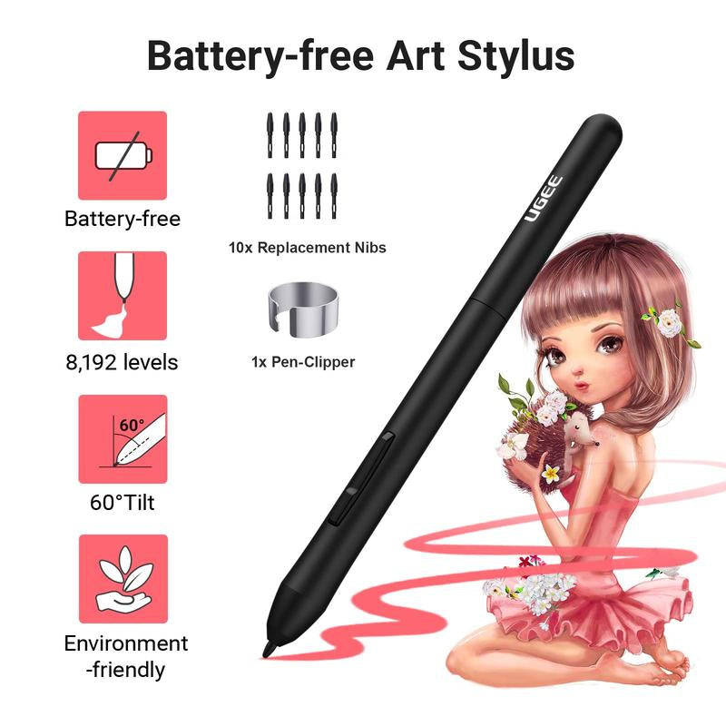 Portable Digital Drawing Tablet with Battery-Free Stylus - Perfect for Art, Writing & Home Office - 10 Programmable Keys - Ideal Summer Gift